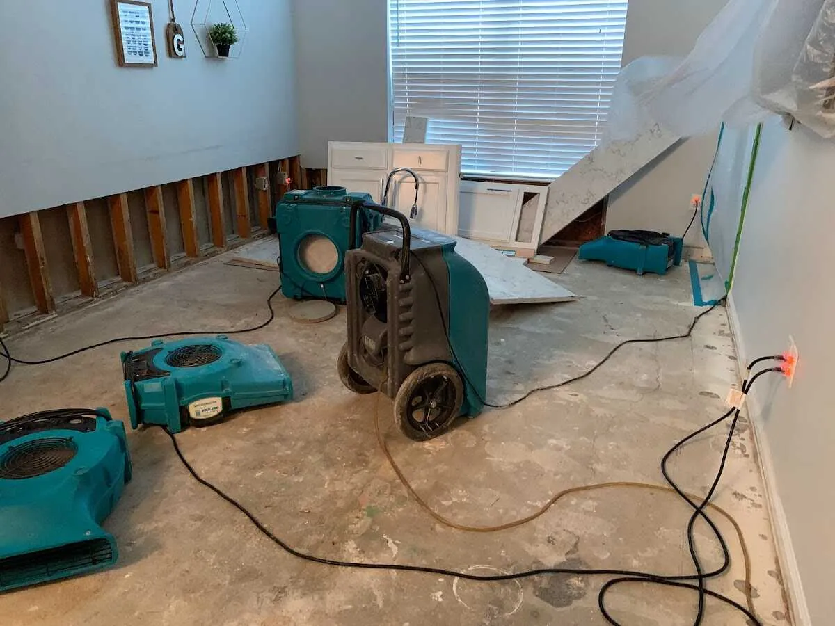 Dehumidifier in flood-cut room for Water Extraction & Removal in Fishers